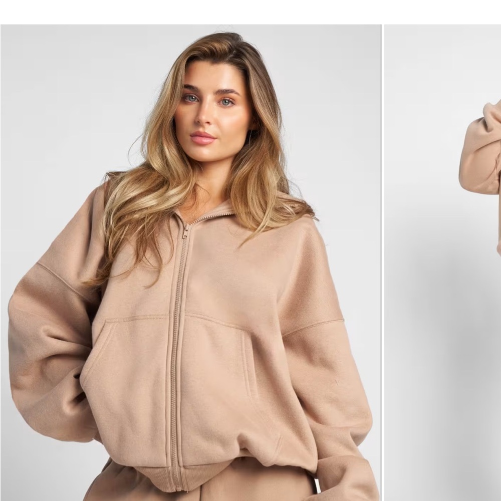 Cozy Beige Zip Hoodie for Women